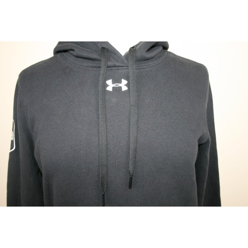 Under Armour Womens Medium Black Hustle Fleece Hooded Sweatshirt Girl UAA Patch